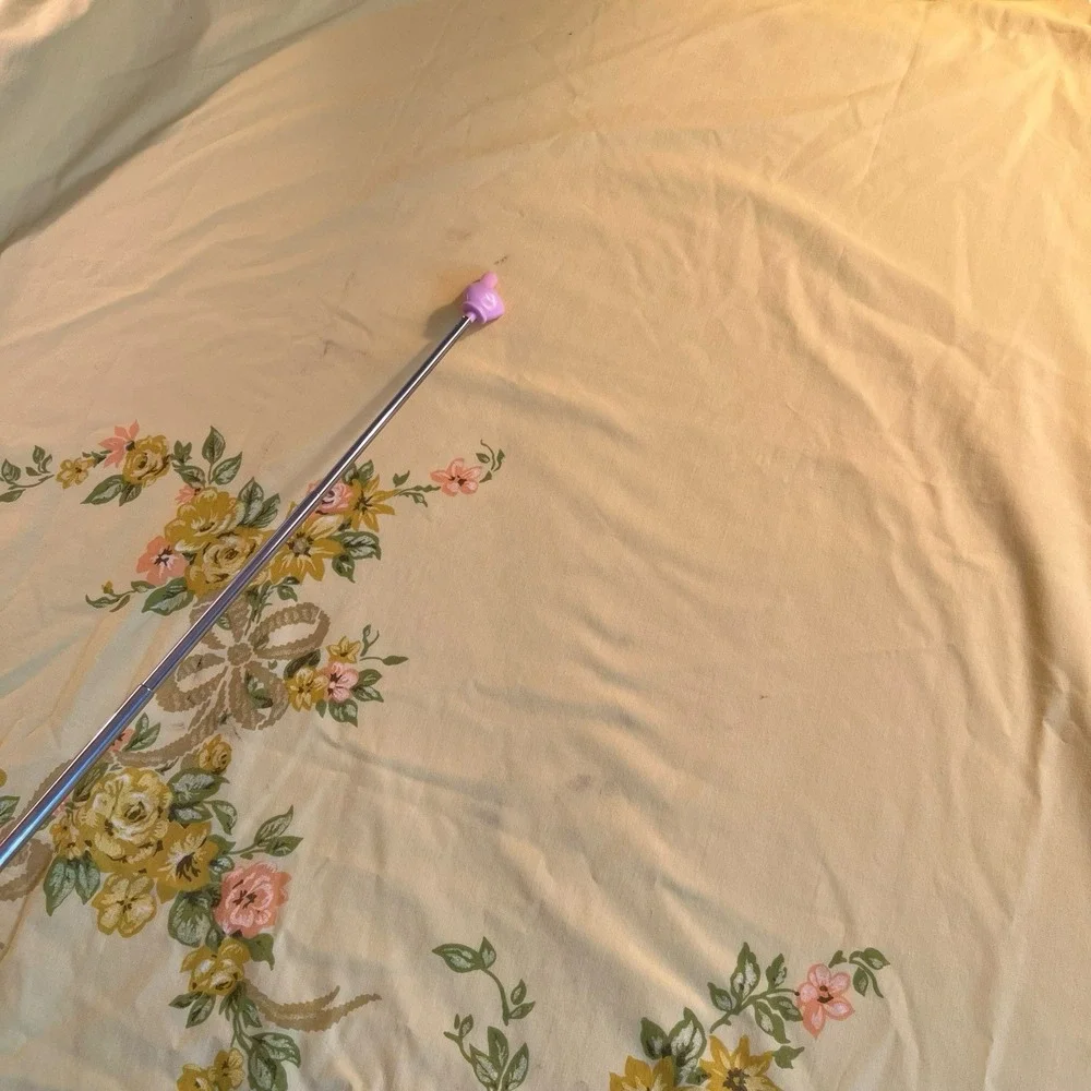 Vintage JC Penneys Flat Sheet Yellow Gold Ribbon Floral Bedsheet‎